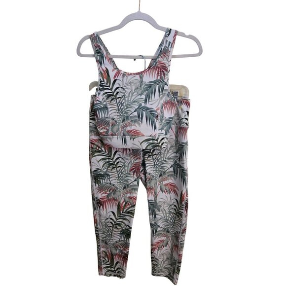 Mono B Palm Print Legging Sports Bra Set Pink Green Size L - Picture 2 of 13